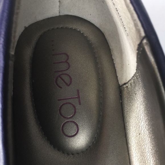 Me Too navy wedge w/ gathered leather front toe 10 - Picture 5 of 6